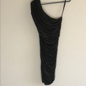Arden B one shoulder black and gold dress